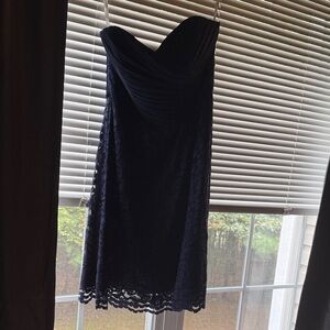David's Bridal Midnight Blue Strapless Dress